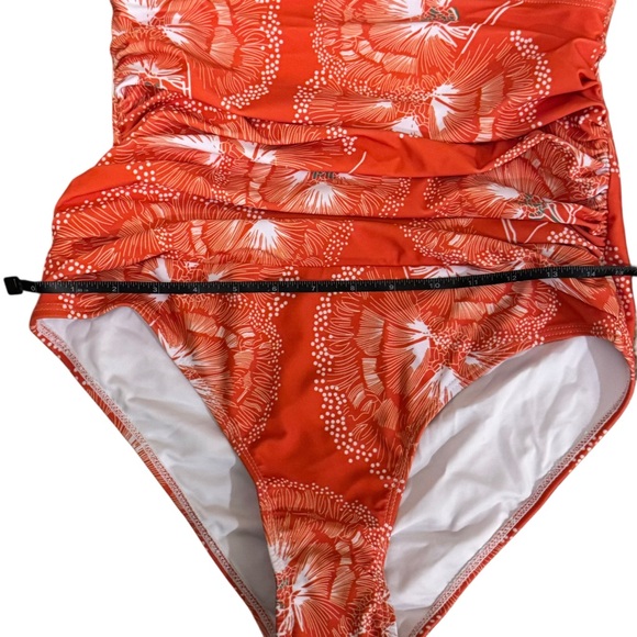 New! Bathing Suit - 1 Piece Women’s XL. Orange and White with Adjustable Straps. - Picture 3 of 8